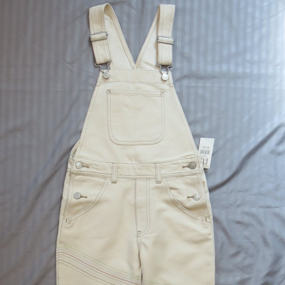 GapKids Girls Cream Colored Denim Overalls   Size Medium (7/8)  NWT